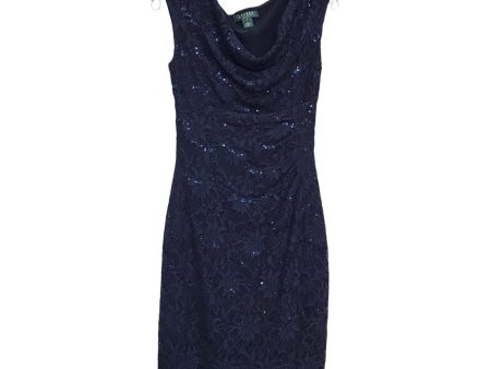 Dress Party Midi By Lauren By Ralph Lauren In Navy, Size:M Fashion