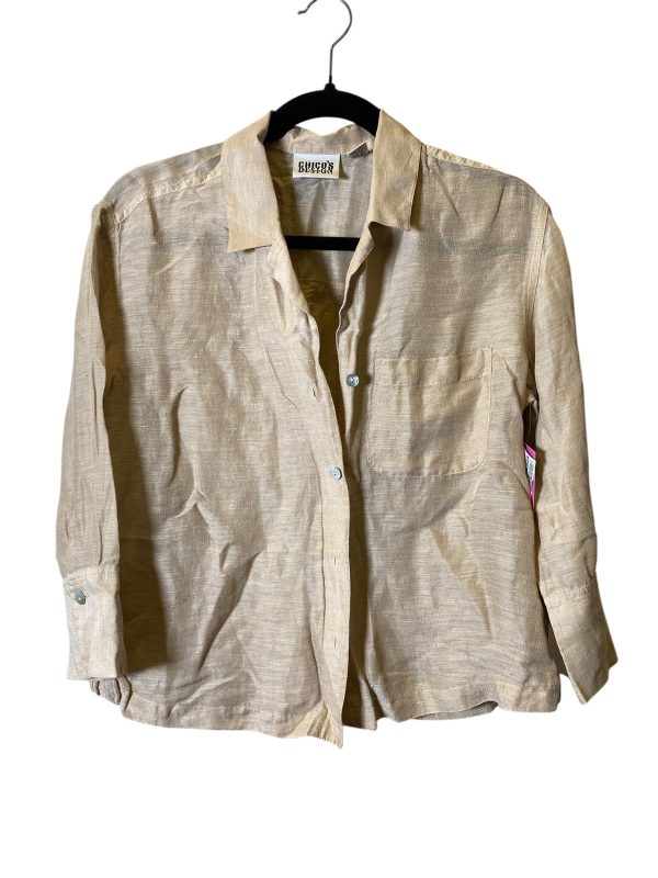 Blouse Long Sleeve By Chicos In Beige, Size: Xs Online Sale