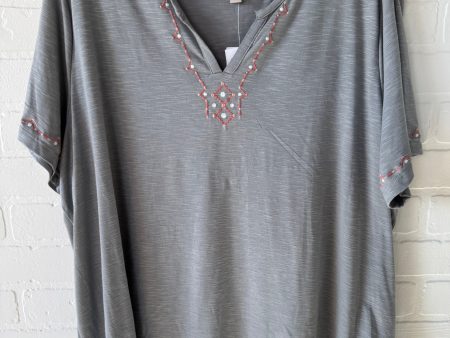 Top Short Sleeve By Como Vintage In Grey & Orange, Size: 2x Hot on Sale