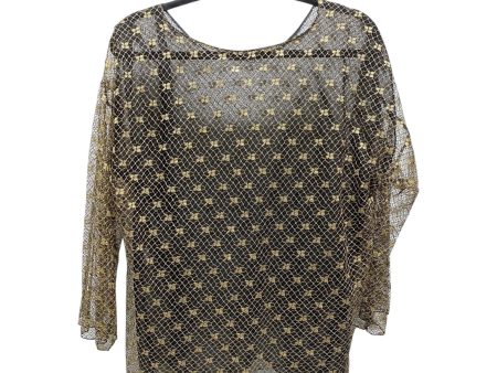 Blouse 3 4 Sleeve By Clothes Mentor In Black & Gold, Size: L Fashion