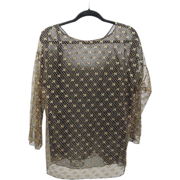 Blouse 3 4 Sleeve By Clothes Mentor In Black & Gold, Size: L Fashion