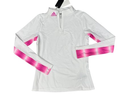 Athletic Top Long Sleeve Collar By Adidas In Pink & White, Size: Xs Online now