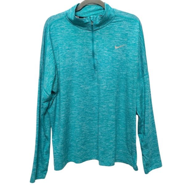 Athletic Top Long Sleeve Collar By Nike In Teal, Size: 1x For Sale